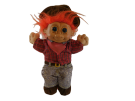 Russ Berrie Troll Doll Plush Buckaroo Cowboy Orange Hair Soft Body 12&quot; Vintage - £14.20 GBP