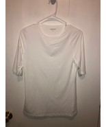 NEW Lands End Womens XS Tall White Activewear Short Sleeve Top Nylon Blend - $11.87