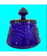 Vtg Mosser Glass Cobalt Blue Grape &amp; Leaf Pattern Butter Dish Cover Only... - $20.57