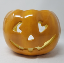 Halloween Pumpkin Tealight Candle Holder Williams Sonoma Jack-O-Lantern Ceramic - £9.63 GBP