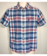 American Eagle Outfitters Shirt Mens Slim Fit Small Blue Plaid Short Sleeve - £7.10 GBP