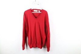 Vtg Orvis Mens Large Blank Cashmere Blend Knit Long Sleeve V-Neck Sweater Red - £38.62 GBP