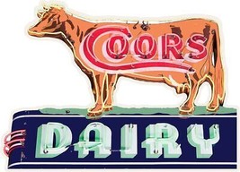 Coors Dairy Cow Neon Metal Sign ( not real neon) - $69.95