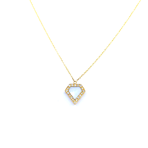 Women&#39;s Cable Chain Diamond Necklace 18k Yellow Gold Diamonds Mother of Pearl - £413.58 GBP