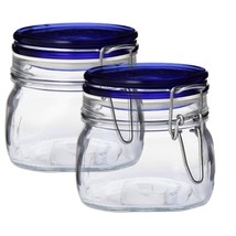 Bormioli Rocco Fido Collection, 2 Pack, 17 Oz. Food Storage Glass Jars, Airtight - £35.29 GBP