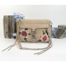 Rebecca Minkoff Mini MAC Sand Nubuck Embroidered Floral Crossbody Clutch Bag - £129.06 GBP