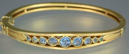 Glorious Antique Edwardian Gold Plated  925 Silver Simulated Tanzanite Bracelet - $162.60