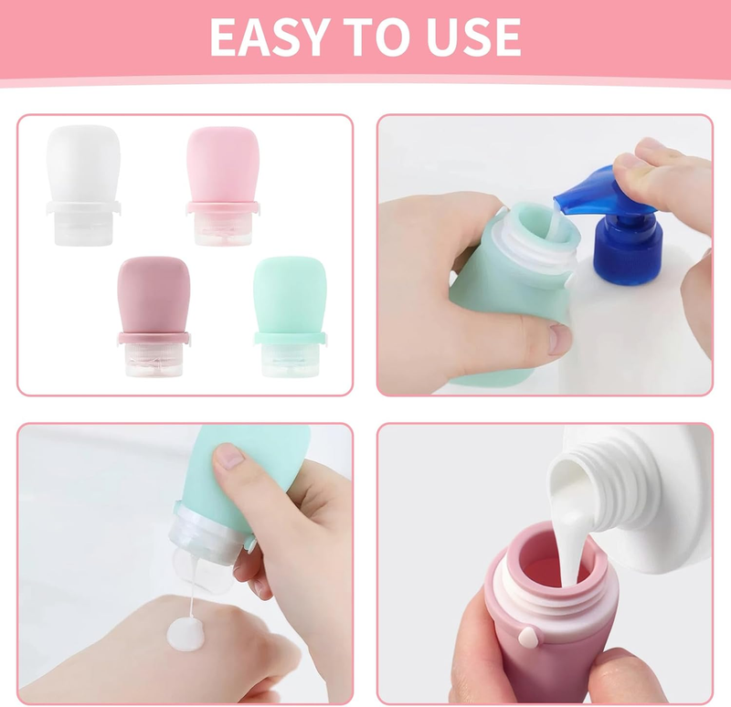 4 Pack 1Oz Silicone Travel Bottles Leak Proof Squeeze Bottles for Toiletries Sha Item image 6