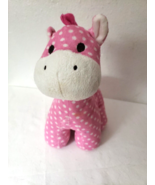 Mon Caramel Giraffe Pink Plush Stuffed Animal White Polka Dots - £19.45 GBP