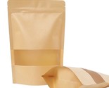 120Pcs Kraft Bags With Window, Brown Resealable Bags, 5.98.6 Inches Stan... - £28.31 GBP