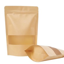 120Pcs Kraft Bags With Window, Brown Resealable Bags, 5.98.6 Inches Stan... - £28.76 GBP