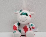 Build A Bear Mooey the Cow Christmas Tree Ornament Plush White Red &amp; Gre... - $14.75
