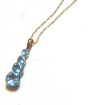 10K Yellow Gold Blue Topaz Round Pendant With 18"L Chain, 1.00(TCW), 0.80GR, New - $149.99