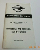 Missouri Pacific Systems Alphabetical Numerical List Of Stations November 1980 - £10.21 GBP