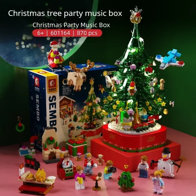 DIY Christmas Tree Music Box Potted Bouquet Building Blocks Bricks Home - £37.74 GBP+