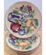 Napa Valley Noble Excellence 3 Round Salad Plates Fruit Grapes Apples Indonesia - $31.78