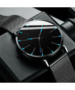 Men&#39;s Watch Mesh Belt Business Minimalist Ultra Thin Watches Stainless S... - £11.79 GBP
