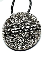 Tree of Life As Above So Below Golden Dawn Necklace Pendant Hermeticism Corded - £10.74 GBP