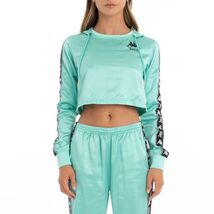 NWT Kappa x Juicy Couture Eres Satin Cropped Logo Hoodie Mint Green M - €40,14 EUR