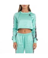 NWT Kappa x Juicy Couture Eres Satin Cropped Logo Hoodie Mint Green M - €40,06 EUR