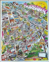 1989 Power 106 FM Burbank Cartoon Jay Thomas Map Laminated Poster 27.5 x22 in - £118.67 GBP