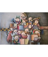 Signed J. Roybal Children Playing Musical Instruments Symphony Large Pai... - $494.99