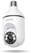 2K Light Bulb Security Camera, Sehmua Lightbulb Camera 360°, E26/E27 Socket - £35.88 GBP