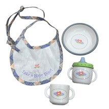 Bitty Baby American GIrl Bib Sippy Cup Plate 4 Piece Vintage Set - £15.08 GBP