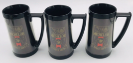VTG Three (3) Michelob Black Plastic Insulated Beer Mugs West Bend ThermoServ 6&quot; - £14.78 GBP