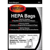 Riccar HEPA Vacuum Bags Type 1500 by Envirocare 855 - £12.35 GBP