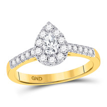 14kt Yellow Gold Pear Diamond Solitaire Bridal Wedding Engagement Ring 1/5 Ctw - £804.27 GBP