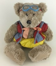 Harvest Moon Pool Teddy Bear 16&quot; Plush Stuffed Animal Toy Denim Outfit G... - $19.75
