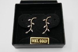 14Kt Yellow Gold Diamond Accent Falling Leaf Earrings - £108.56 GBP