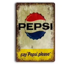 Pepsi-Cola &quot;Say Pepsi Please&quot; Vintage Novelty Metal Sign 12&quot; x 8&quot; Wall Art - £7.03 GBP