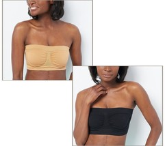 Breezies Set of 2 Seamless Underwire Bandeau Bras (Doe/Black, Small) A46... - £11.58 GBP