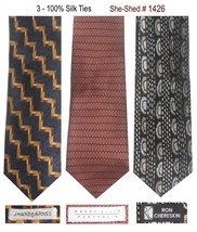 Three Silk Ties - Jhane Barnes, Perry Ellis &amp; Ron Chereskin 100% Silk Neckties - £11.81 GBP
