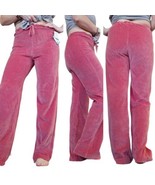 Retro 80s S Velour Wide Leg Pullon Lounge Pants Coral Pink High Waist NWT - $48.27