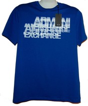Armani Exchange Blue White Logo Design Cotton Men&#39;s T-Shirt Size 2XL - £40.73 GBP