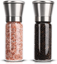 Salt and Pepper Mill Stainless Steel Shakers Grinder Set with Adjustable Coarsen - £10.84 GBP