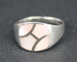 STERLING SILVER &amp; PINK ABALONE ladies ring vintage SHELL ring 925 SIZE 8 - $31.78