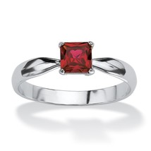 Women Princess Cut Garnet January Birthstone Sterling Silver Ring 4 5 6 7 8 9 10 - £80.17 GBP