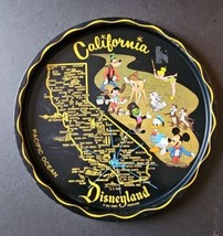 VTG 60s California Walt Disney Disneyland Map Metal Tin Souvenir Plate Tray 11&quot; - £17.11 GBP