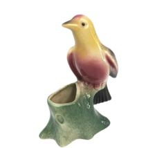 Royal Copley Vase Planter Bird on Tree Yellow Red Art Pottery VTG MCM 6 ... - £23.08 GBP