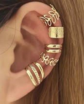 Non piercing cuff earrings - 5 piece ear jewellery set - Gold Ear Cuffs - £4.86 GBP