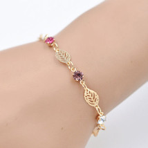 Chic Women Girl Jewelry Rhinestone Leaf Chain Bracelet Bangle Gift - £4.78 GBP