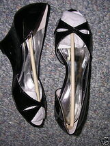 Marc Fisher Ladies Black Patent Open Toe NARNIA Shoes 6M NIB $89 - $49.50