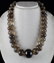 Big Natural Smoky Quartz Beads Round 1 Line 1633 Carats Gemstone Silver Necklace - £283.74 GBP