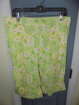 Lilly Pulitzer Socialite Butterfly Cuff Capri Pants Yellow Green Size 10 EUCD - £23.73 GBP