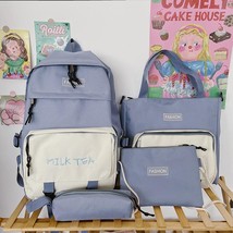 4 Piece Fashion Women Backpack Oxford Backpack Harajuku Cute School Bag For Girl - £24.07 GBP