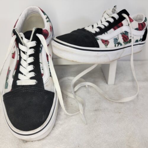 Vans Off The Wall Sk8 Skate Black Red Roses Lace Up Shoes 4.5 MENS / 6.5... - $18.80